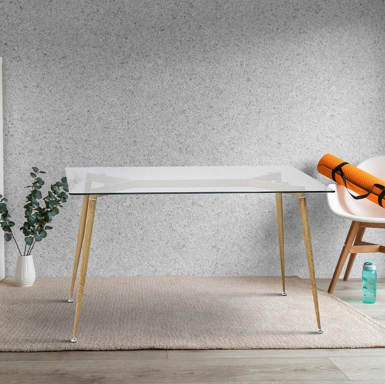 Modern Glass Dining Table Rectangle Kitchen Table Etsy