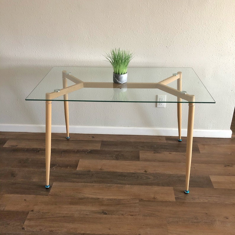 Modern Glass Dining Table Rectangle Kitchen Table Etsy