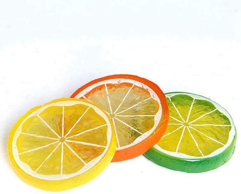 3 Small Artificial Lime Slices Fake Orange Slice Food Etsy