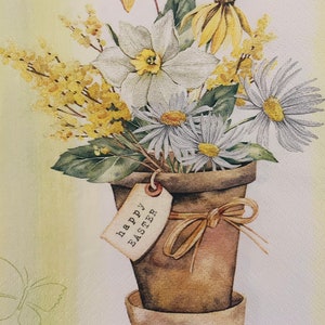 Servietten für Decoupage Osterblumen im Topf/ Papierservietten/ Decoupage /33 x 33 cm, 3-lagig