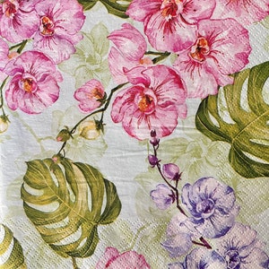 Papierservietten für Decoupage, Blumenmuster, handgeschöpfter Stoff, 33 x 33 cm, 3-lagig