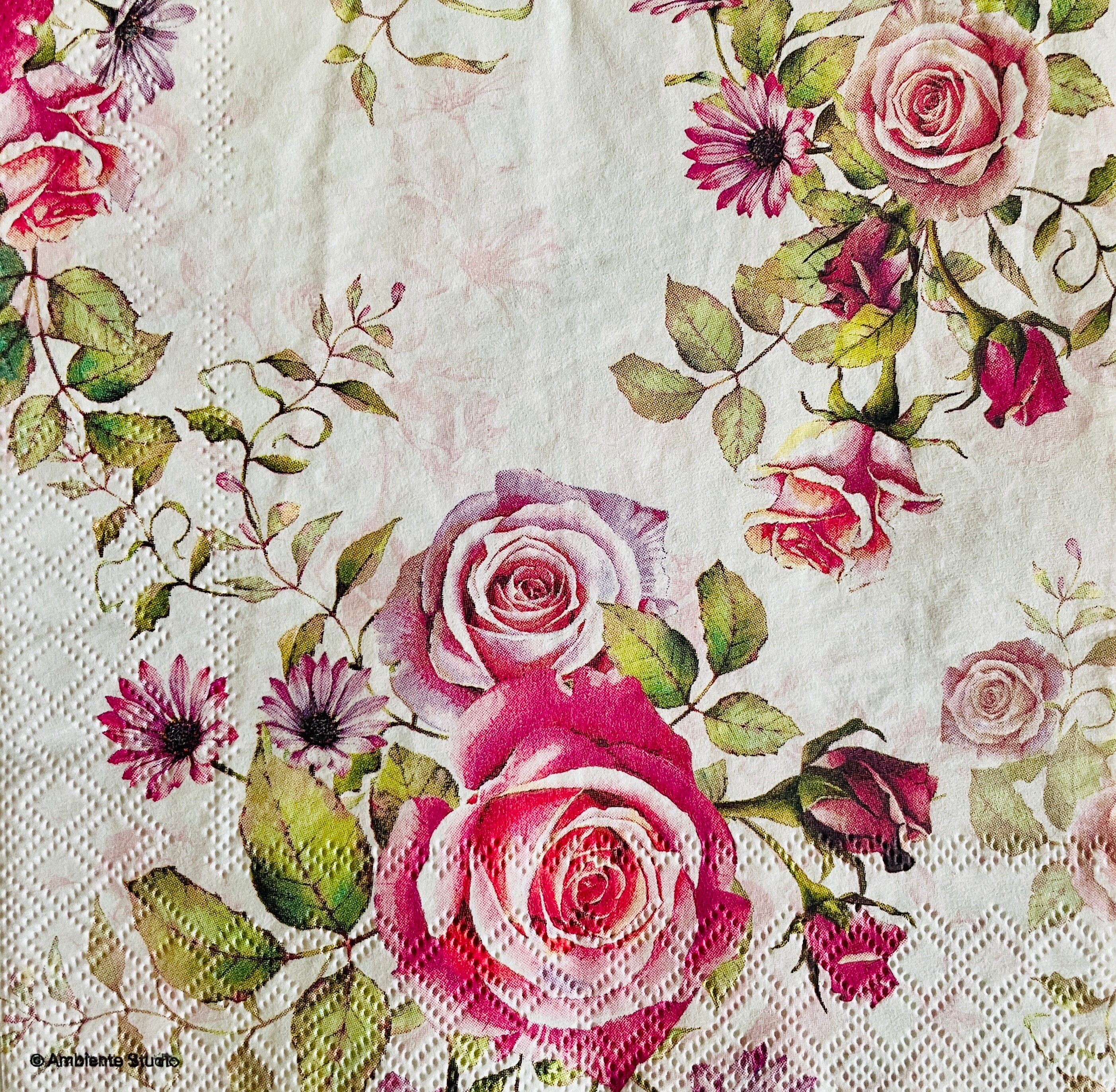 Decoupage Paper Napkins/ Vintage Pink Floral/cocktail Napkins