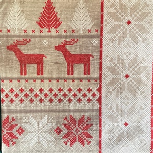 Serviette de Noël, motifs scandinaves, papier de découpage, papier créatif