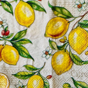 Zitronen in Gartenservietten/ Decoupage-Servietten/ Zitronenservietten/ Papierservietten/ 33x33/ 3-lagig