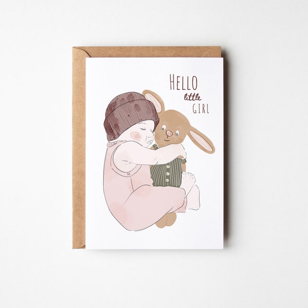 HELLO LITTLE BABY | Carte postale |A6 | Naissance | Carte à offrir | Bébé | Fille | Garçon | Félicitations | Cadeau