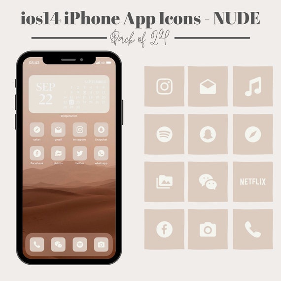 Ios14 Iphone App Icons 24 Nackt Beige Social Media Symbole Etsy