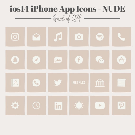 Ios14 Iphone App Icons 24 Nackt Beige Social Media Symbole Etsy