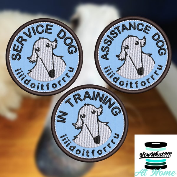 Borzoi Meme Noodle Dog Long Snout Snoot Joke Service Assistance Working In Training Dog Gear DIY Patch Patches Machine File Embroidery