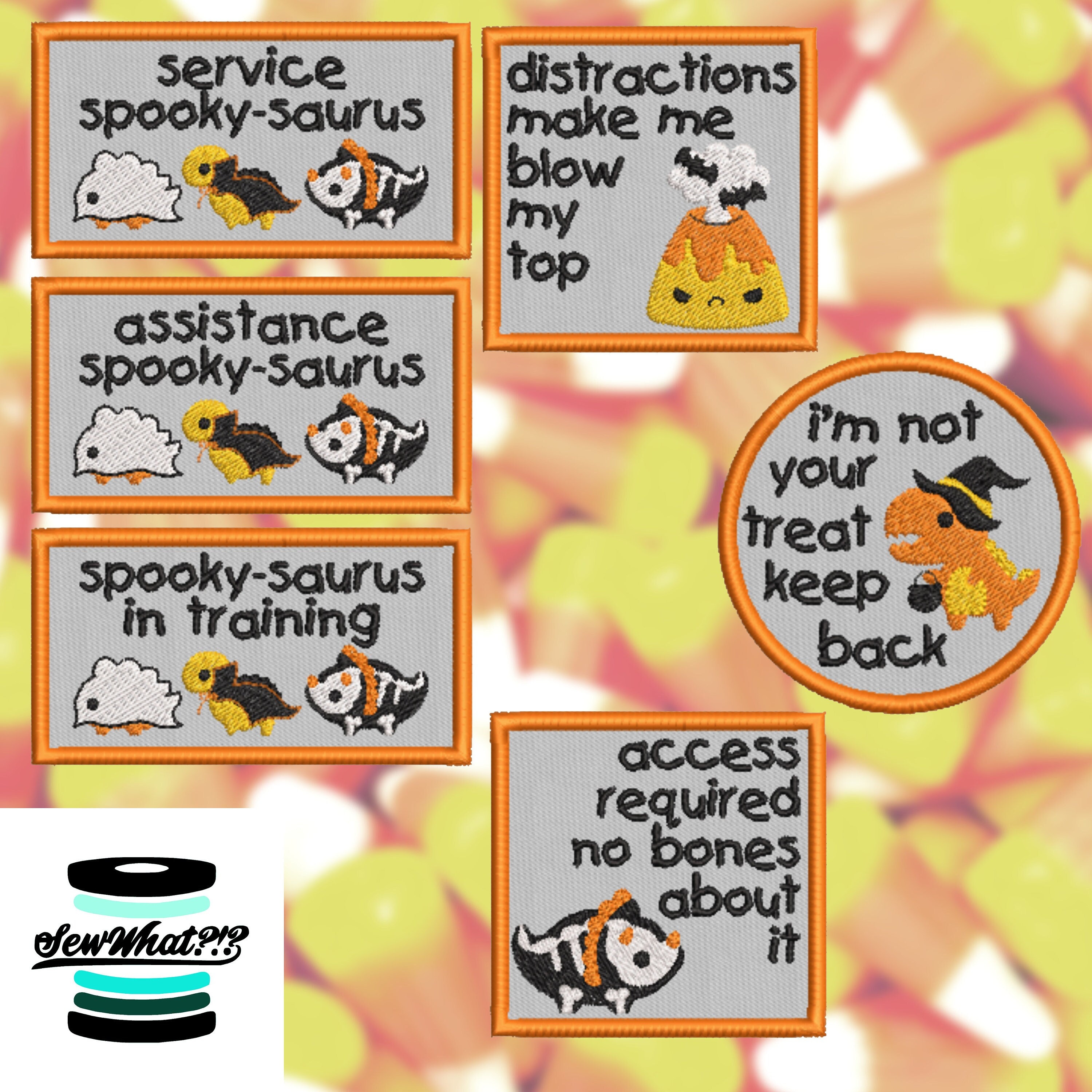 Halloween Spooky Service Dog Patches Spooky Dinosaurs Costumes for 4x4 Hoops Etsy