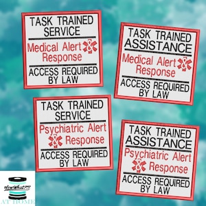 DIY Eight Pack! 2 4x4 inch patch designs Medical and Psychiatric Alert and Response machine embroidery