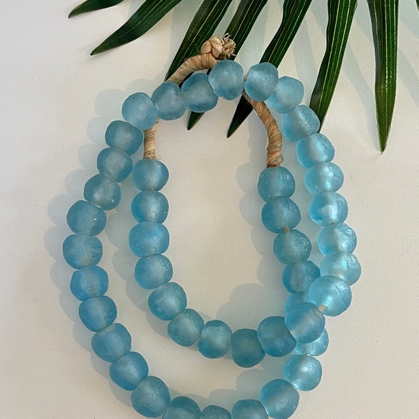 Ghana Glass Beads - Seafoam green, Denim blue or light blue