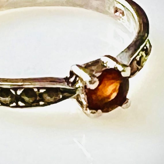 Vintage Sterling Silver Stacking Ring: Red Crysta… - image 5