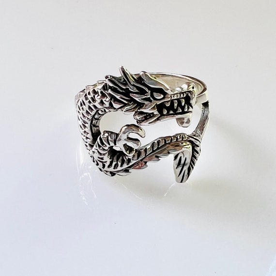 Vintage Dragon Sterling Silver Ring - Men's Size … - image 6