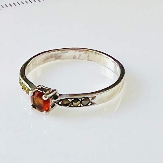 Vintage Sterling Silver Stacking Ring: Red Crysta… - image 6