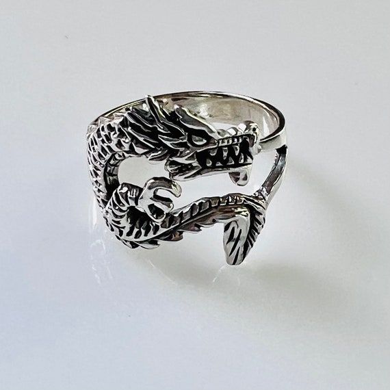 Vintage Dragon Sterling Silver Ring - Men's Size … - image 7