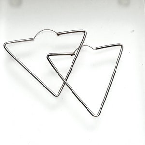 Vintage Sterling Silver Triangular Hoop Earrings
