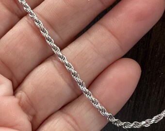 Sterling 20” Rope Chain solid .925 Sterling Silver new old stock. Perfect for a pendant strong and solid (not hollow links)