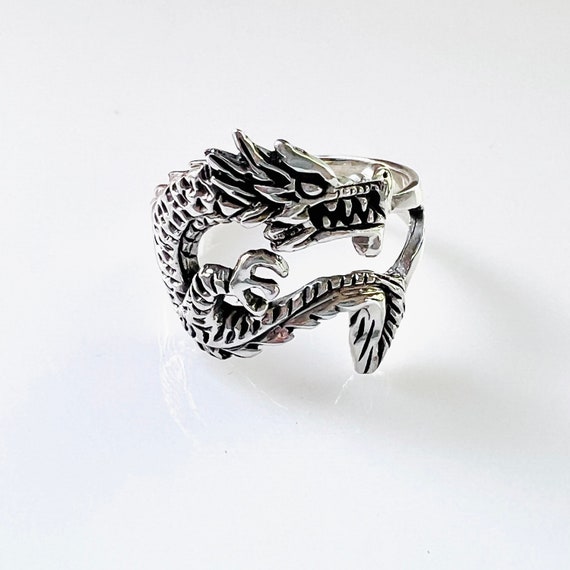 Vintage Dragon Sterling Silver Ring - Men's Size … - image 8