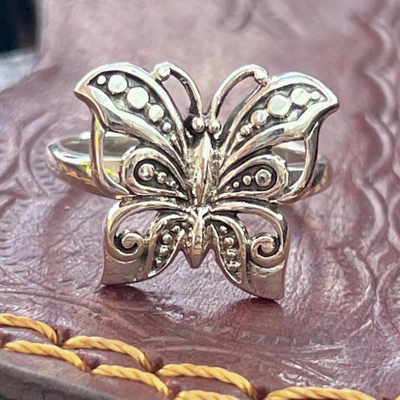 Vintage Filigree Butterfly Ring: Solid Sterling Silver .925