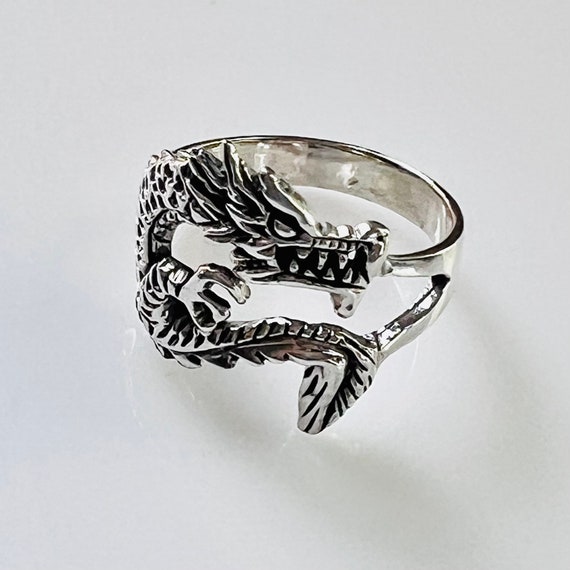 Vintage Dragon Sterling Silver Ring - Men's Size … - image 3