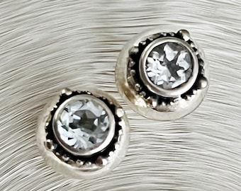 Lori Bonn .925 Sterling Silber Hell Blau Topas Ohrstecker Authentische Vintage Sterling Ohrringe Lori Bonn