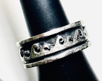 Anillo de ola en plata de ley .925 talla 9 vintage S006