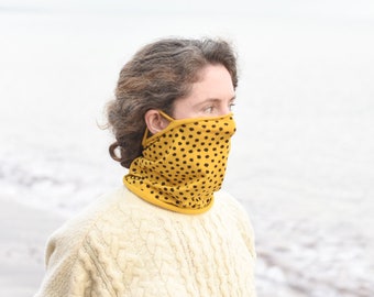 Organic Cotton Neck Gaiter Mask with ear hooks. GOTS Organic & Oeko-Tex single jersey mask Snood Face Mask.Motorcycle mask Gifts for walkers