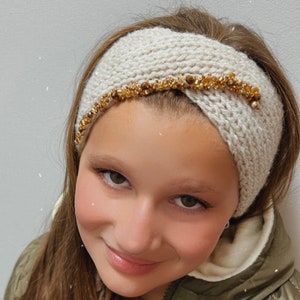 headbands for women winter - Ear Warmers for women - ear warmer headband - Winter headband - Knit Head wrap - Knit Ear Warmer with  beads