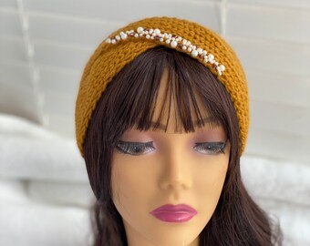 Cozy Faux Pearl Twist Headband Cozy Beaded Headband, Twist Headbands With Pearl for Women  main image 2