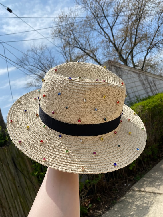 Something Special Straw and Rhinestone Sun Hat Straw Sun Hat with Rhinestone Studded Brim - Sun main image 2