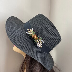 Flower Hat Clip,Festival hat decoration,Flowers boho for a hat band,detachable dec beaded flowers hat fascinator,boho hat dec, sun hat