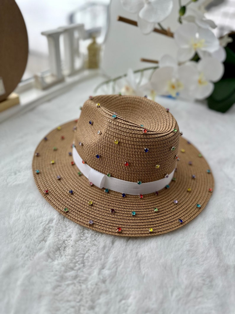 Beach Fedora Hat, Straw Hat, Sun Hats, Women Straw Hat Decorated With ...