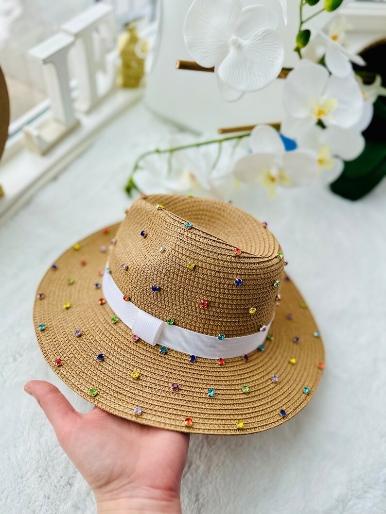 Beach Fedora Hat, Straw Hat, Sun Hats, Women Straw Hat Decorated With ...