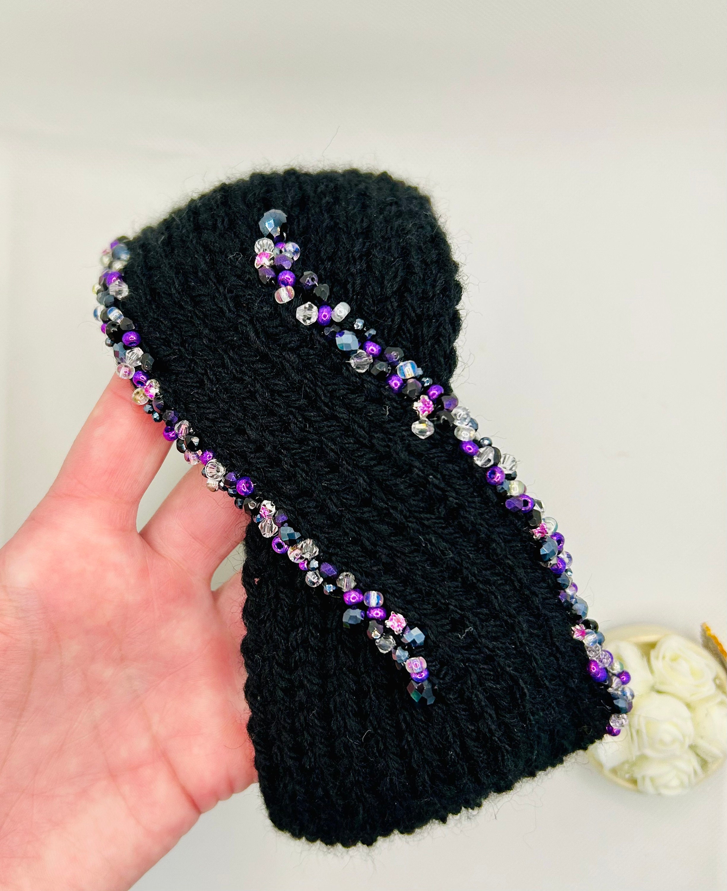 Knitted Head wrap with beaded decor Edit-WWH002.jpg main image 4