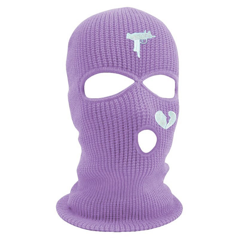 Ski mask Uzi broken heart purple/white logo