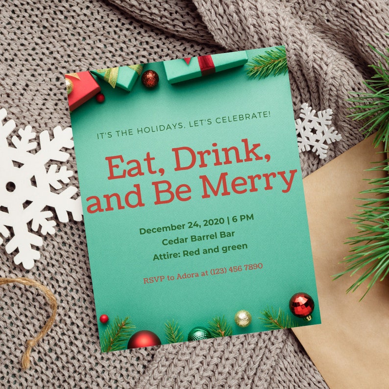 Editable Christmas Party Invitation, Christmas Cards 2023, Walgreens Christmas Cards, Digital