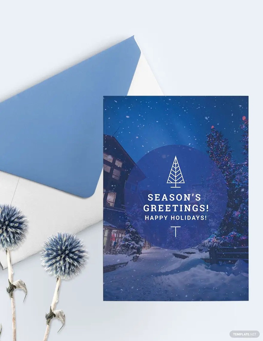 Editable Holiday Greeting Card Template Christmas Card Etsy