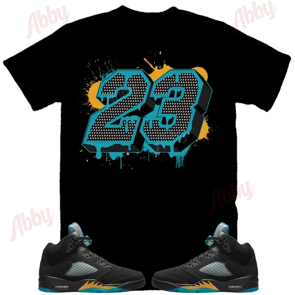 23 Shirt to Match Jordan Retro 5 Aqua , Retro 5 Aqua  Shirt, Retro 5 Aqua Sneaker Tee