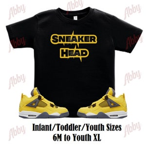Sneaker Head Shirt to Match Jordan 4 Lightning, Retro  4 Lightning Shirt, Retro 4 Lightning Yellow Sneaker Tee