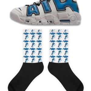 Shoe Dripping Socks to Match Uptempo Burnished Teal, Uptempo Burnished Teal Socks, Uptempo Burnished Teal Sneaker Socks
