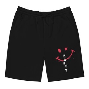 Happy Face Shorts to Match Jordan 11 Bred Velvet, Retro 11 Bred Velvet Shorts, Bred Velvet Sneaker Shorts