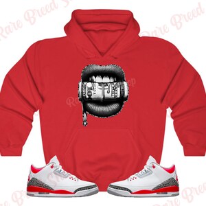 Dollar Bite Hoodie to Match Jordan Retro 3 Fire Red, Retro 3 Fire Red Hoodie, Jordan 3 Fire Red Hoodie