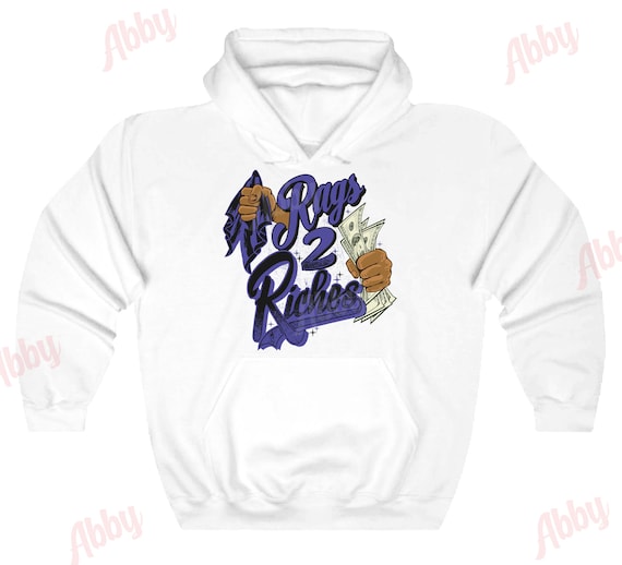 Rags to Riches Hoodie to Match Jordan Retro 1 Dark Iris Court
