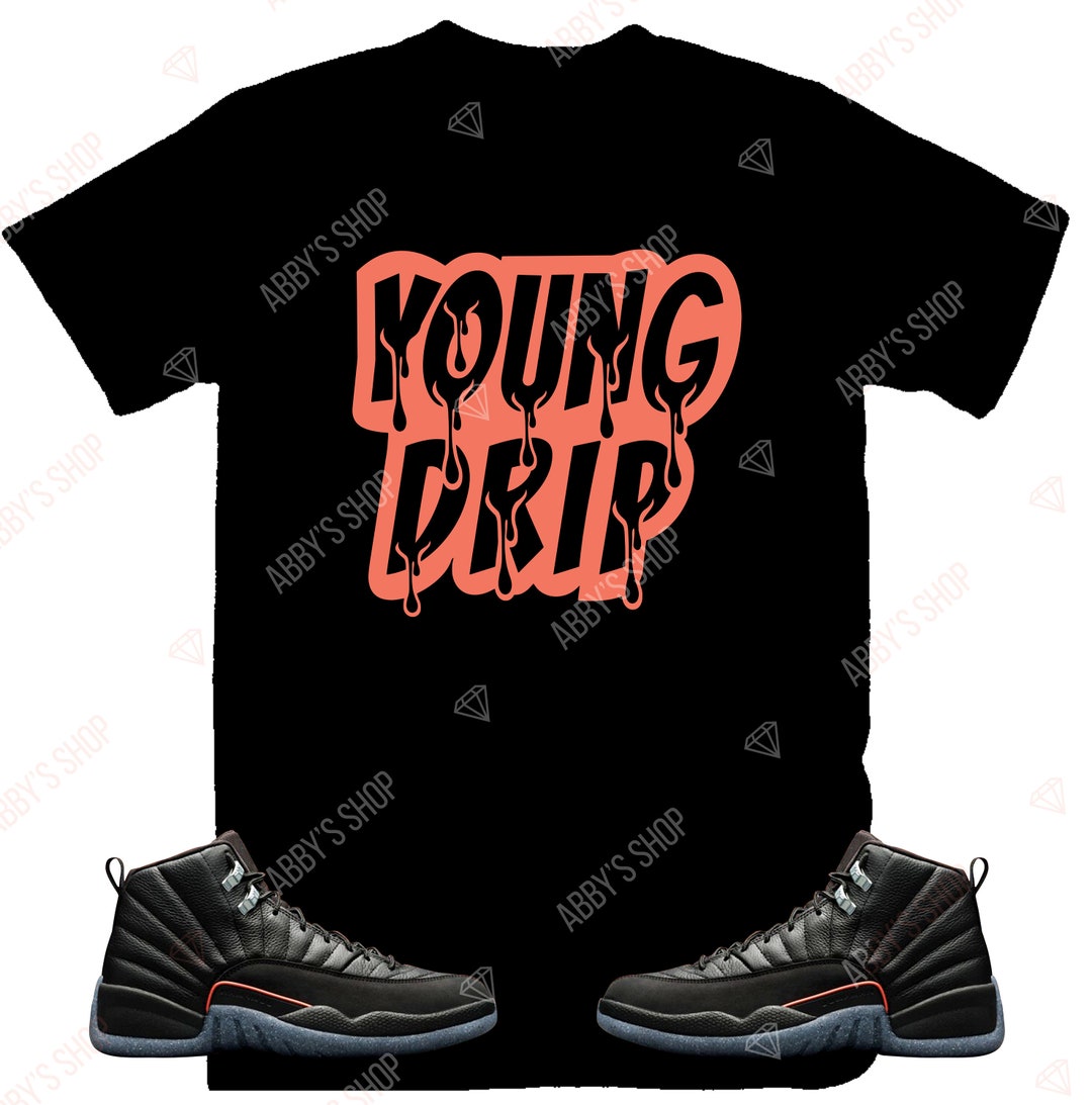 Black jordan 12 shirt on sale