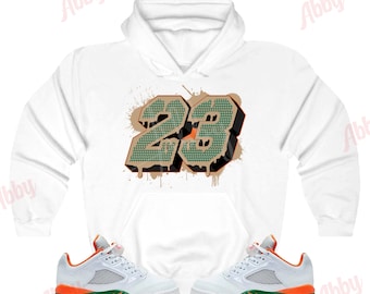 23 Sweat à capuche assorti au rétro 5 Miami, sweat à capuche Jordan 5 Miami, sweat à capuche baskets Miami 5s