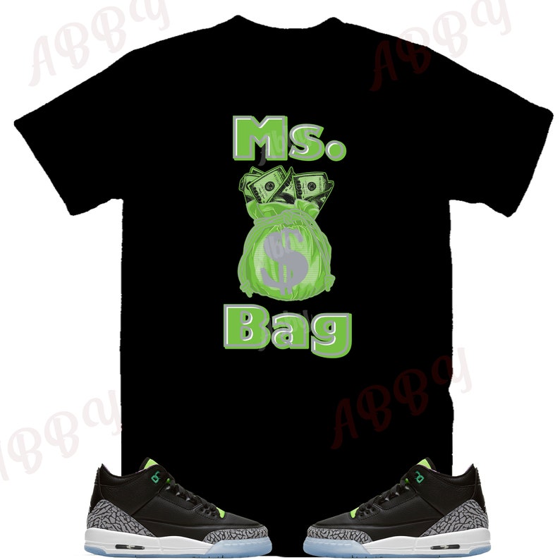Ms Bag Air Jordan 3 Electric Green Sneaker Tee Retro 3 Etsy