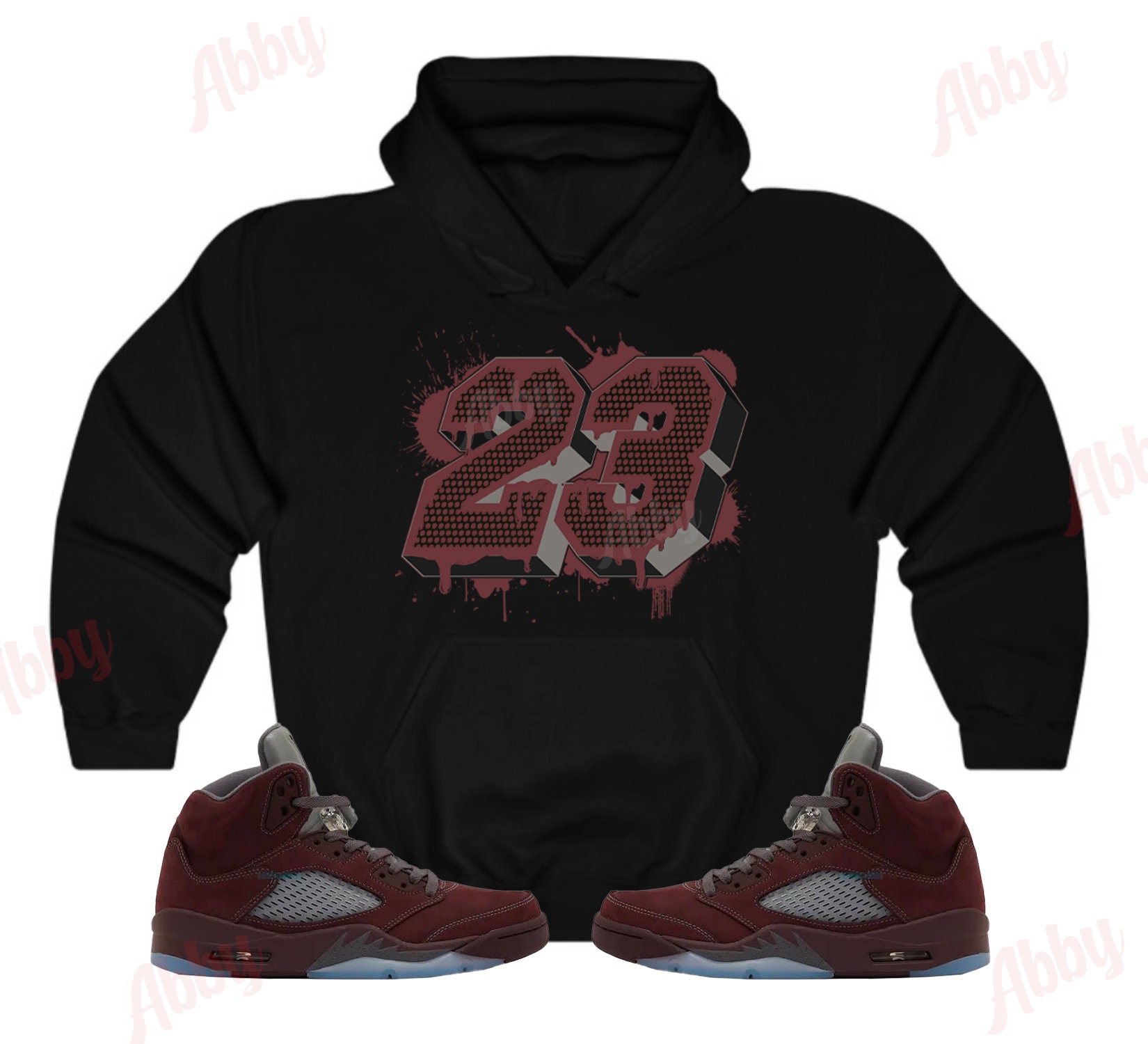23 Hoodie to Match Jordan Retro 5 Burgundy Retro 5 Burgundy Hoodie Burgundy Sneaker Hoodie Etsy