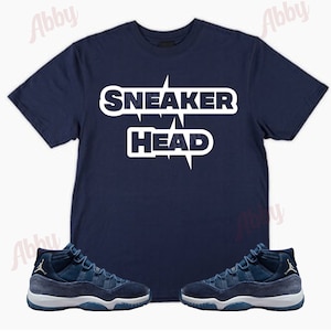 Sneaker Head Shirt to Match Jordan Retro 11 Midnight Navy, Retro 11 Midnight Navy Shirt, Midnight Navy Sneaker Tee
