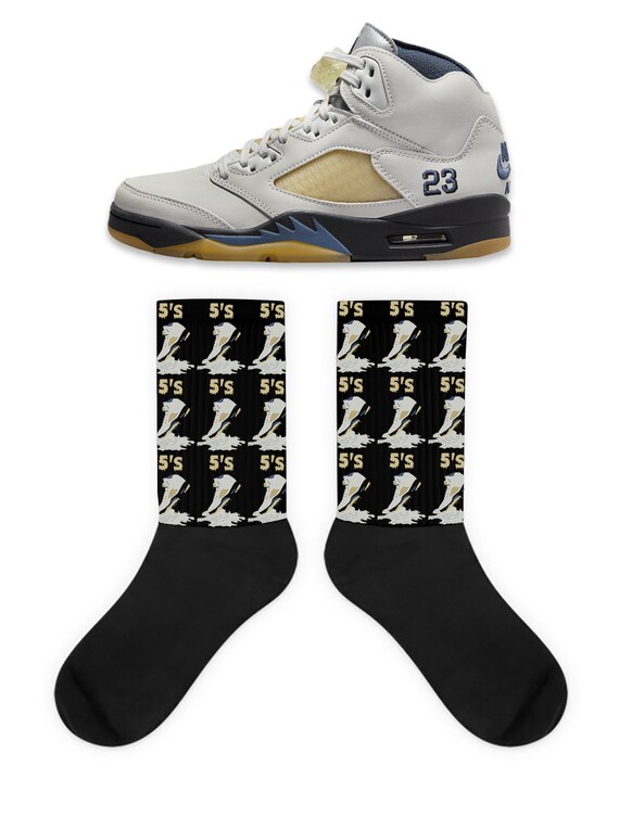 Shoe Dripping Socks to Match Jordan Retro 5 Dawn, Retro 5 Photon Dust Socks, 5 Photon Dust Sneaker Socks