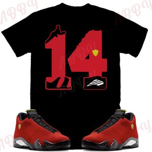 No. 14 Shirt to Match Jordan 14 Challenge Red, Retro 14 Challenge Red Shirt, Challenge Red 14s Sneaker Tee